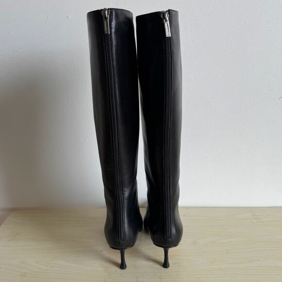 JIMMY CHOO Agathe Black Leather Knee-High Boots (w/box + dustbag) - Picture 3 of 16